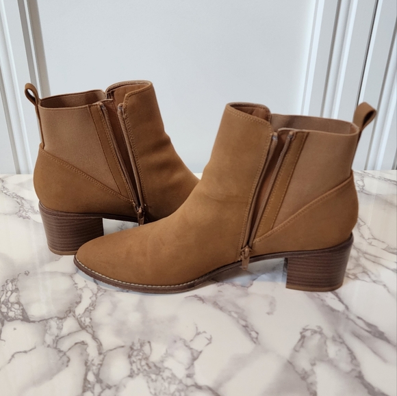 Womens Pointed Toe Booties  with Block Heel, Side Zipper Elastic Ankle Size 11 - Picture 3 of 4